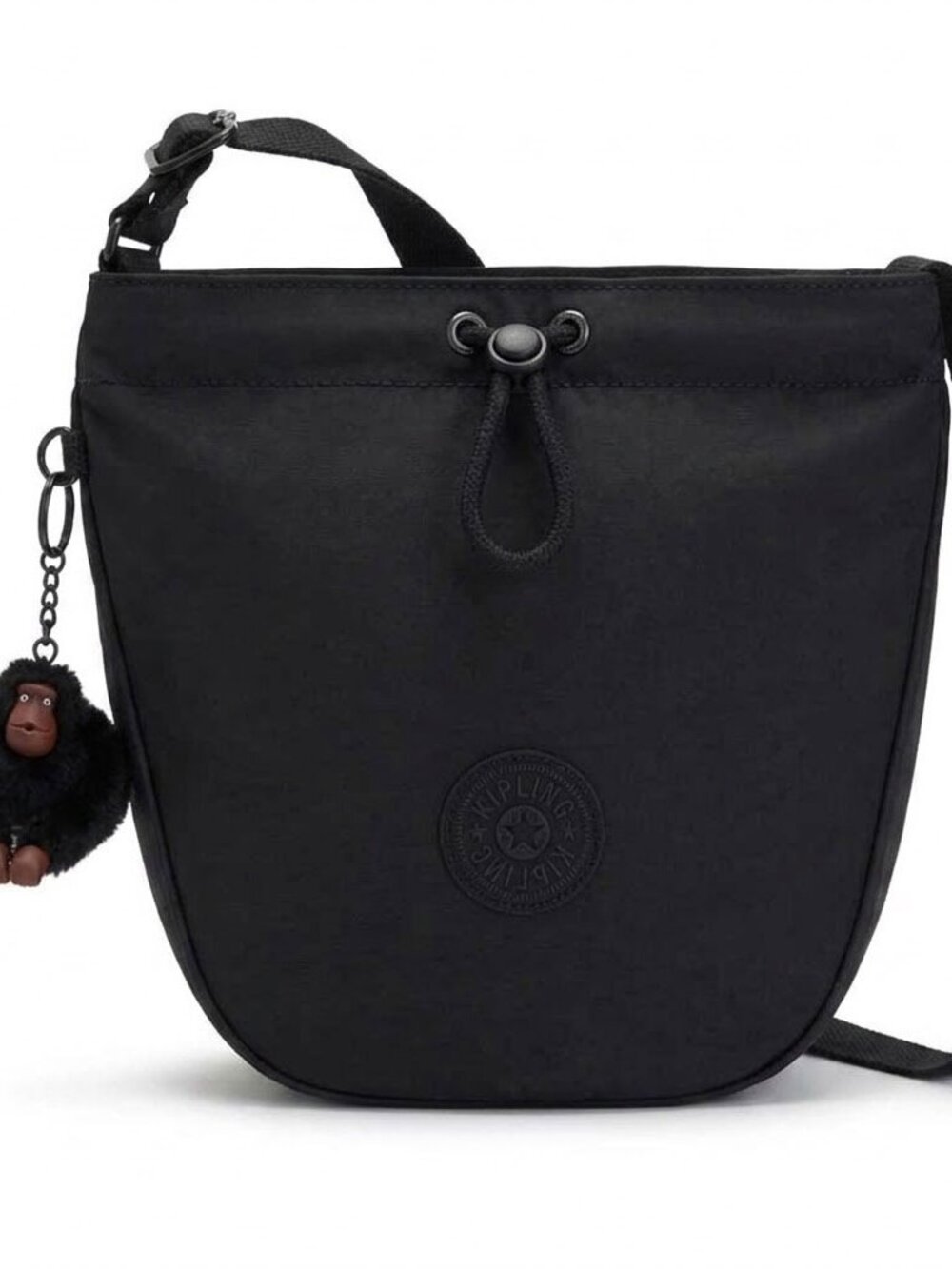 Kipling Alene Nylon Crossbody Black Tonal Drawstring - Picture 2 of 4